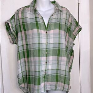 WILD BLUE x Sadie Robertson Green Plaid Shirt-M